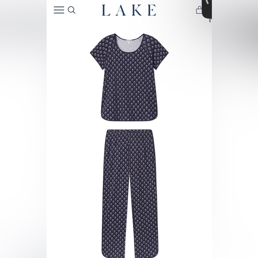 LAKE Pajamas Pima Short-Long Set in Sandstone Posy